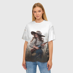 Женская футболка oversize 3D Девушка на охоте - фото 2