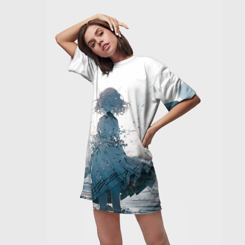 Платье-футболка 3D Безликая дева, цвет 3D печать - фото 3