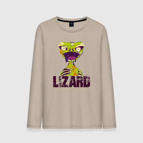 Мужской лонгслив хлопок Lizard monster, цвет миндальный