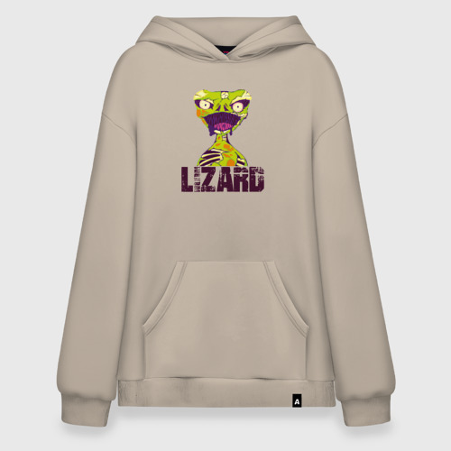 Худи SuperOversize хлопок Lizard monster, цвет миндальный