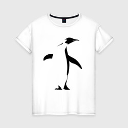 Женская футболка хлопок Пингвин анфас трафарет