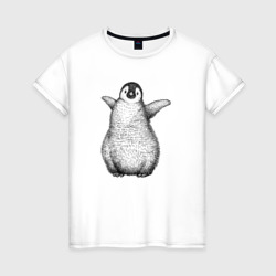 Женская футболка хлопок Пингвинёнок анфас