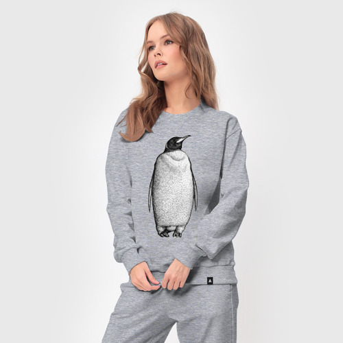 Женский костюм хлопок с принтом Пингвин стоит анфас, вид сбоку #3