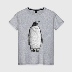 Женская футболка хлопок Пингвин стоит анфас
