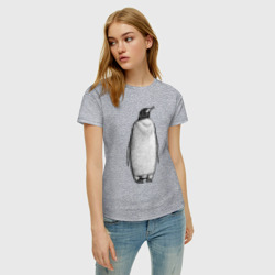 Женская футболка хлопок Пингвин стоит анфас - фото 2