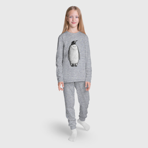 Детская пижама с лонгсливом хлопок с принтом Пингвин стоит анфас, вид сбоку #3