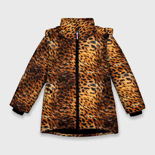 Зимняя куртка для девочек 3D с принтом Текстура кожи животного паттерн, вид спереди #2
