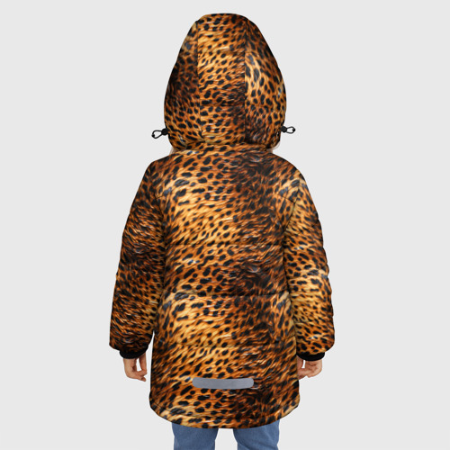 Зимняя куртка для девочек 3D с принтом Текстура кожи животного паттерн, вид сзади #2