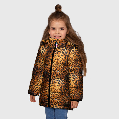 Зимняя куртка для девочек 3D с принтом Текстура кожи животного паттерн, фото на моделе #1