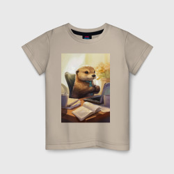 Детская футболка хлопок Выдра с комьютером