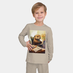 Детская пижама с лонгсливом хлопок Выдра с комьютером - фото 2