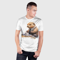 Мужская футболка 3D Slim Выдра за компьютером - фото 2