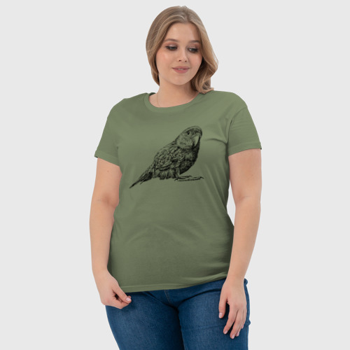 Женская футболка хлопок с принтом Любопытный попугай, фото #4