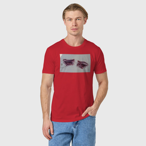 Мужская футболка хлопок Грустный взгляд , цвет красный - фото 3