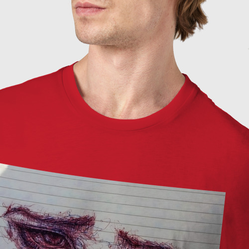 Мужская футболка хлопок Грустный взгляд , цвет красный - фото 6
