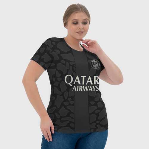 Женская футболка 3D Килиан Мбаппе форма ПСЖ 23-24 третья, цвет 3D печать - фото 6