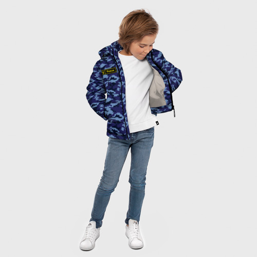Зимняя куртка для мальчиков 3D с принтом Камуфляж синий - Роман, вид сбоку #3