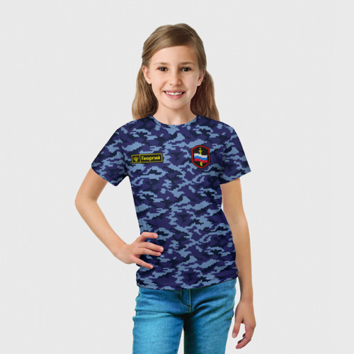 Детская футболка 3D Камуфляж синий - Георгий, цвет 3D печать - фото 5
