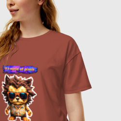Женская футболка хлопок Oversize Пиксельный еж в очках - фото 2