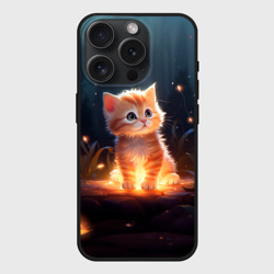 Чехол силиконовый для Apple iPhone 15 Pro Мax матовый Котенок со светлячками