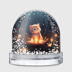 Игрушка Снежный шар Котенок со светлячками
