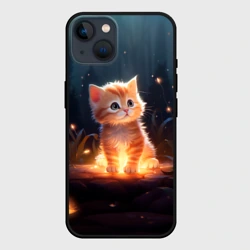 Чехол для iPhone 14 Котенок со светлячками