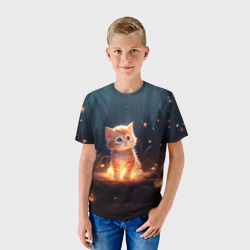 Детская футболка 3D Котенок со светлячками - фото 2