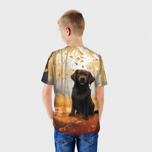 Детская футболка 3D Лабрадор в лесу, цвет 3D печать - фото 4
