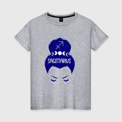 Стрелец зодиак девушка с луной в волосах  – Женская футболка хлопок с принтом купить со скидкой в -20%