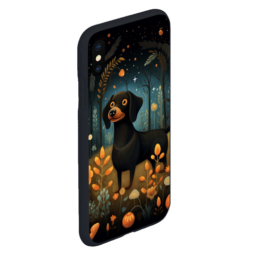 Чехол для iPhone XS Max матовый Такса в лесу, цвет черный - фото 3