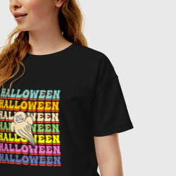 Женская футболка хлопок Oversize Ghost halloween - фото 2