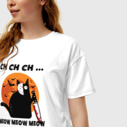 Женская футболка хлопок Oversize Ch ch meow - фото 2