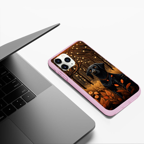 Чехол для iPhone 11 Pro Max матовый с принтом Собака в лесу арт в стиле фолк, фото #5
