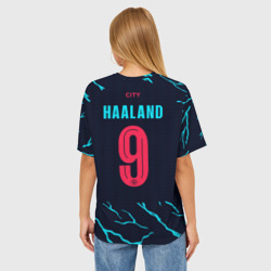 Женская футболка oversize 3D Эрлинг Холланд Манчестер Сити форма 23-24 третья - фото 2
