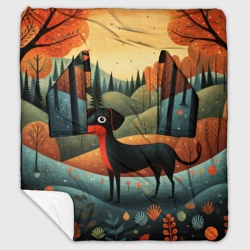 Плед с рукавами Собака арт в стиле фолк