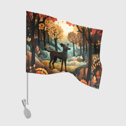 Флаг для автомобиля Пёсик в лесу в стиле фолк-арт