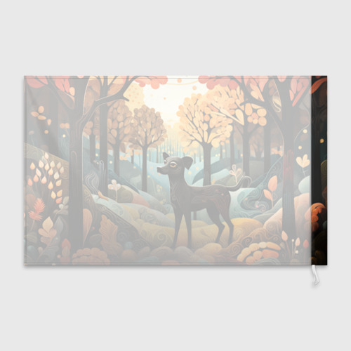 Флаг 3D Пёсик в лесу в стиле фолк-арт - фото 2
