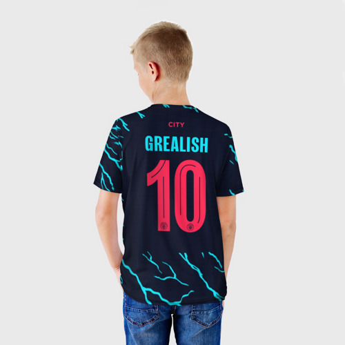 Детская футболка 3D Джек Грилиш Манчестер Сити форма 23-24 третья, цвет 3D печать - фото 4