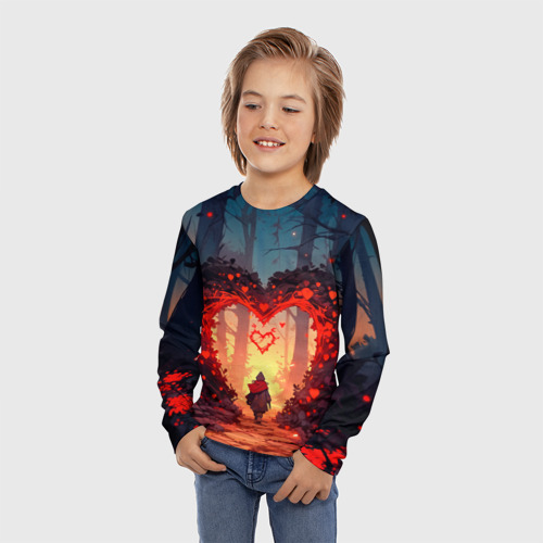 Детский лонгслив 3D Сердце в сердце на закате, цвет 3D печать - фото 3