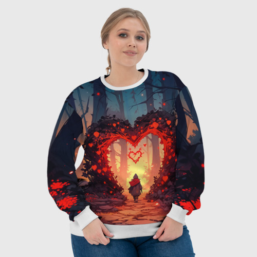 Женский свитшот 3D Сердце в сердце на закате, цвет 3D печать - фото 6