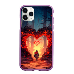 Чехол для iPhone 11 Pro Max матовый Сердце в сердце на закате