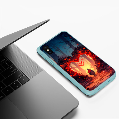 Чехол для iPhone XS Max матовый Сердце в сердце на закате, цвет мятный - фото 5