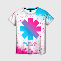 Женская футболка 3D Red Hot Chili Peppers neon gradient style