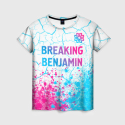 Женская футболка 3D Breaking Benjamin neon gradient style посередине