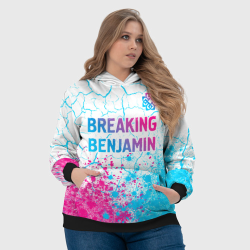 Женская толстовка 3D Breaking Benjamin neon gradient style посередине, цвет 3D печать - фото 6