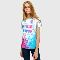 Женская футболка 3D Breaking Benjamin neon gradient style посередине - фото 2