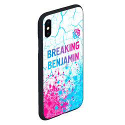 Чехол для iPhone XS Max матовый Breaking Benjamin neon gradient style посередине - фото 2