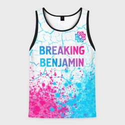 Мужская майка 3D Breaking Benjamin neon gradient style посередине