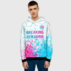 Мужская толстовка 3D Breaking Benjamin neon gradient style посередине - фото 2