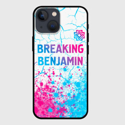 Чехол для iPhone 13 mini Breaking Benjamin neon gradient style посередине